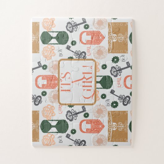 エスケープルームジェンダー明らかに赤ちゃんシャワー女の子 ジグソーパズル (縦)