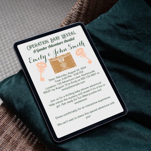エスケープルームジェンダー明らかに赤ちゃんシャワー金ゴールド 招待状