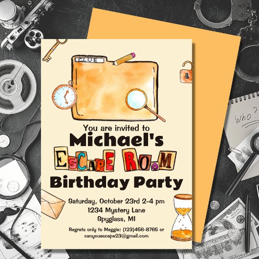 エスケープルームスパイミステリー誕生日 招待状