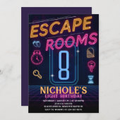 エスケープルームバースデーパーティーの招待テンプレート 招待状 (正面/裏面)