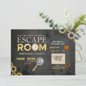 エスケープルームバースデーパーティー手がかりコグ鍵写真 招待状 (スタンド正面)