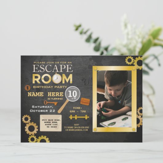 エスケープルームバースデーパーティー手がかり招待状写真 招待状 (スタンド正面)