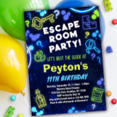 エスケープルームバースデーパーティー招待ブルーグリーン 招待状