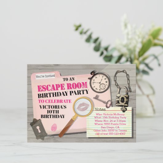 エスケープルームミステリースパイガールバースデーパーティー 招待状 (スタンド正面)