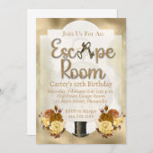 エスケープルームミステリー誕生日招待状キッズ10代の 招待状 (正面/裏面)