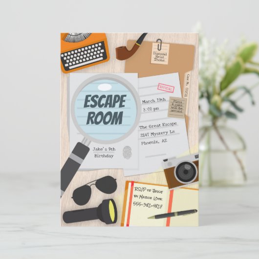エスケープルーム刑事バースデーパーティーの招待状 招待状 (スタンド正面)