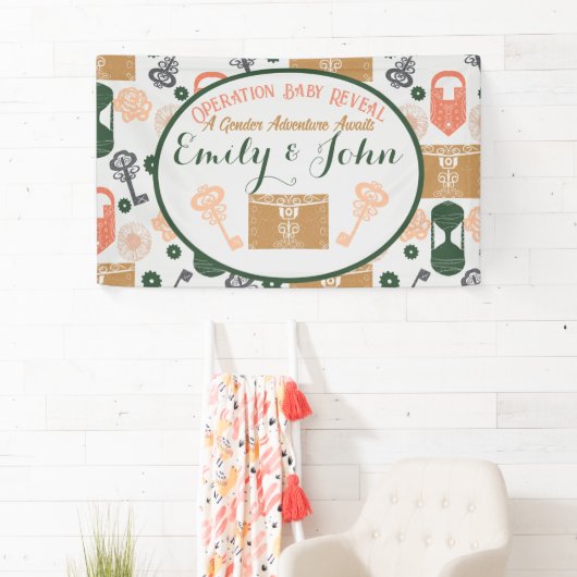 エスケープルーム性別発表ベビーシャワー 横断幕 (インサイチュ)