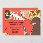 エスケープルーム招待状スチームパンクミステリー誕生日 招待状 (正面/裏面)