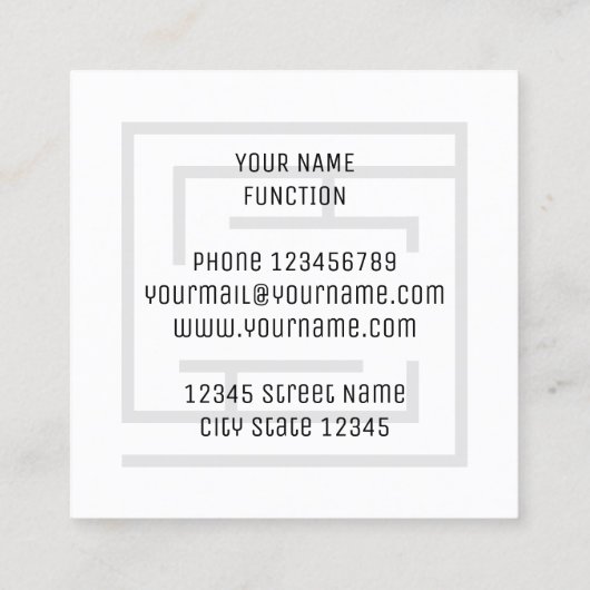 エスケープルーム迷路ゲームの名刺テンプレート スクエア名刺 (裏面)