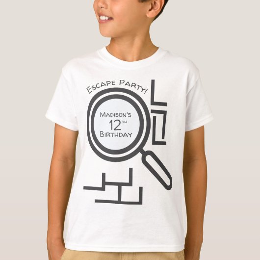 エスケープルーム迷路パーティーグレーホワイトTシャツ Tシャツ (正面)