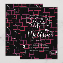 エスケープルーモダンムバースデーパーティー迷路招待状 招待状