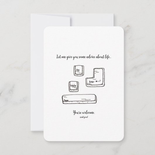 エスケープ、削除、入力、宇宙 – フラットカード (正面)