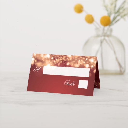 エスコートカー結婚ドホリデーのラきらめくイト金ゴールド プレイスカード (正面)