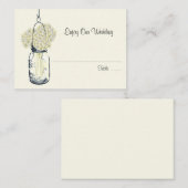 エスコートシーティングカードアジサイ&メイソンジャー プレイスカード (正面/裏面)