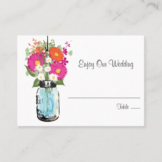 エスコートシーティングカードガーベラデイジー&メイスンジャー プレイスカード (正面)