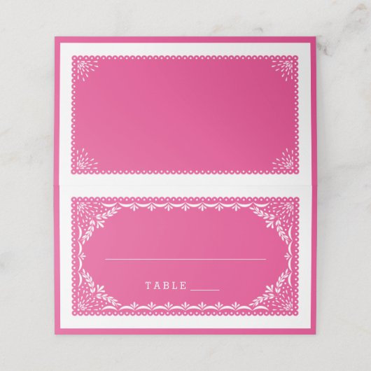 エスコート座席表|明るい赤紫色パペルピカドパターン プレイスカード (外部開封)