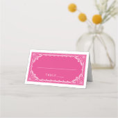 エスコート座席表|明るい赤紫色パペルピカドパターン プレイスカード (正面)