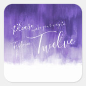 エスコート紫色の水彩洗浄結婚式用シール スクエアシール (正面)