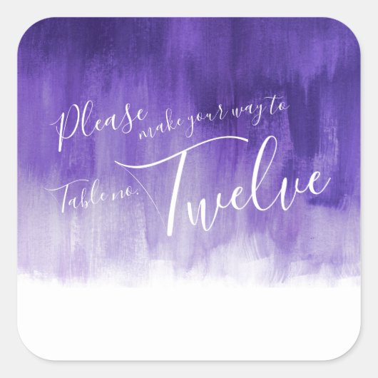 エスコート紫色の水彩洗浄結婚式用シール スクエアシール (正面)