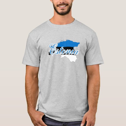 エスシンプルトニアモダンの地図と国旗の土産 Tシャツ (正面)