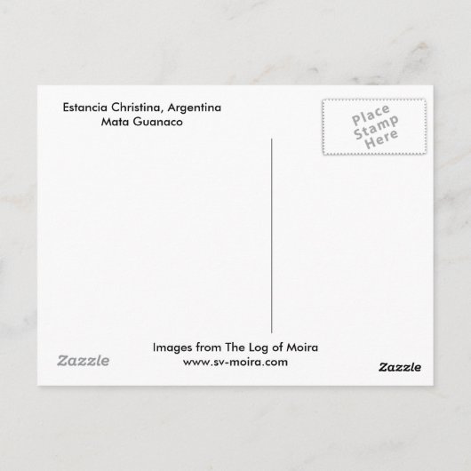 エスタンシア・クリスティーナ, アルゼンチン, マタ・グアナコ ポストカード (裏面)