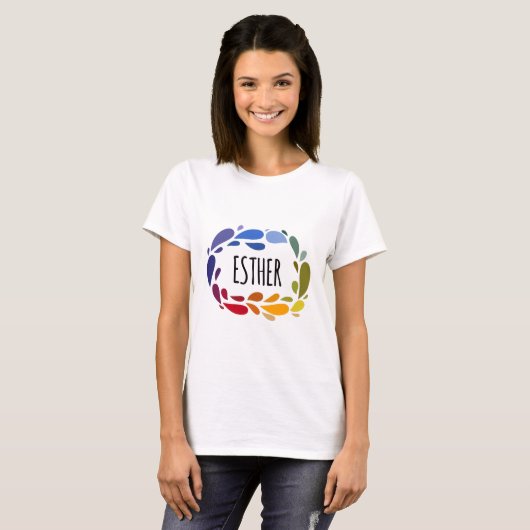 エスターネームカカラフルウトギフト名Esther Tシャツ (正面フル)