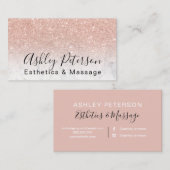 エステのマッサージスクリプト大理石バラ金ゴールドグリッター 名刺 (正面/裏面)