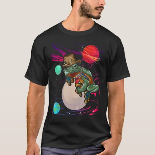 エスティサイケデリックカエルトリップ(幻覚体験)のような銀河系宇宙フォー Tシャツ (正面)