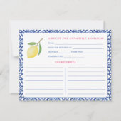 エステイタリアンティックレモンブライダルシャワーレシピカード 招待状 (正面)