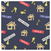 エステイト代理不動産仲介業者リアルパターンオンネイビーブルー ファブリック (クローズアップ)