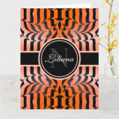 エステエレガントティックオレンジ&ブラックタイガースキンプリント カード (黄色い花)