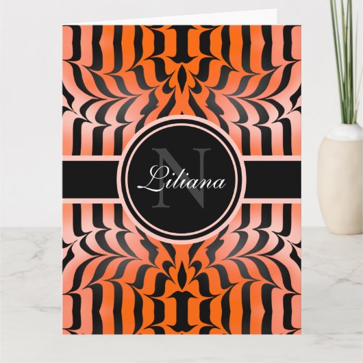 エステエレガントティックオレンジ&ブラックタイガースキンプリント カード (正面)
