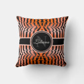 エステエレガントティックオレンジ&ブラックタイガースキンプリント クッション (裏面)