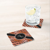 エステエレガントティックオレンジ&ブラックタイガースキンプリント ペーパーコースター (インサイチュ)