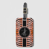 エステエレガントティックオレンジ&ブラックタイガースキンプリント ラゲッジタグ (正面縦)