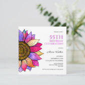 エステカラフルティックサンフラワーフローラ誕生日 招待状 (スタンド正面)