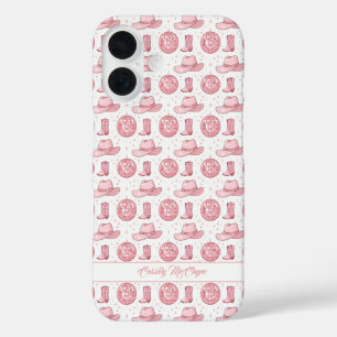 エステガーリーティックピンクカントリー女性のカーボーイ iPhone 16ケース