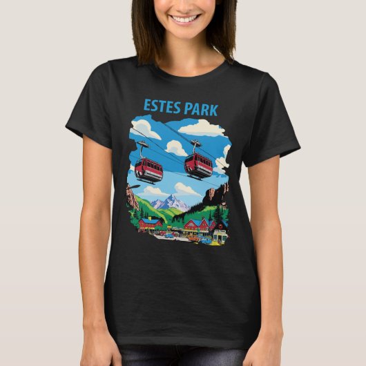 エステスパーク ゴンドラ マウンテン ブルー トラベル Tシャツ (正面)