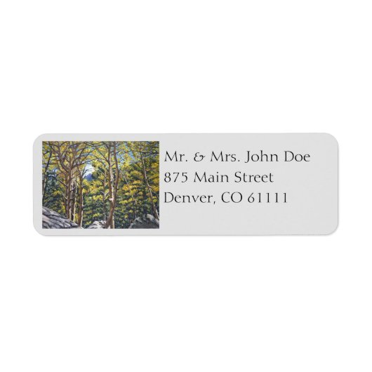 エステス国立公園の《植物》アスペンの風光明媚な木 ラベル (正面)