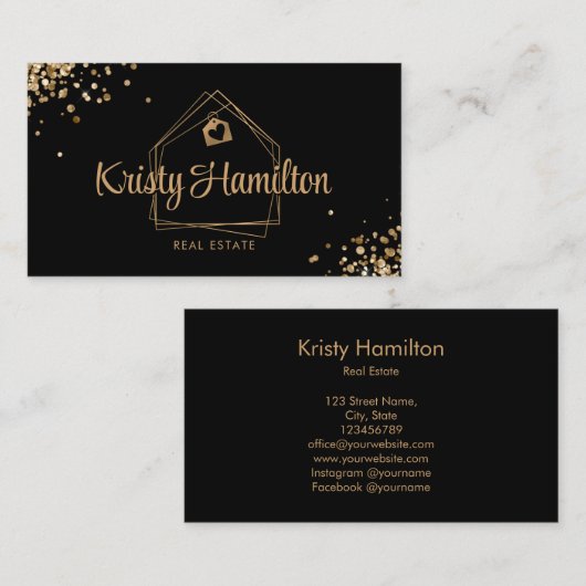 エステッ実在トプロフェッショナルハウス不動産仲介業者金ゴールド 名刺 (正面/裏面)