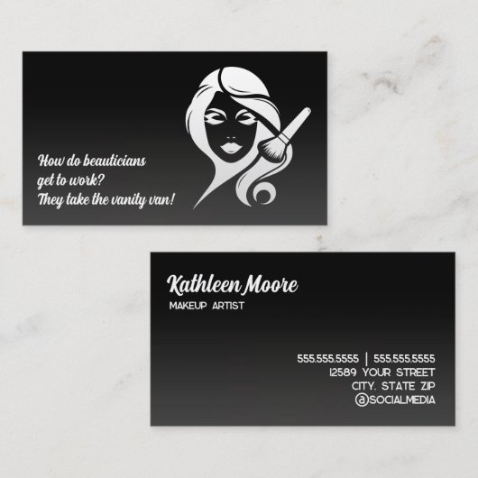 💅エステティシャンおもしろいメイクアップ美容師 名刺 (正面/裏面)