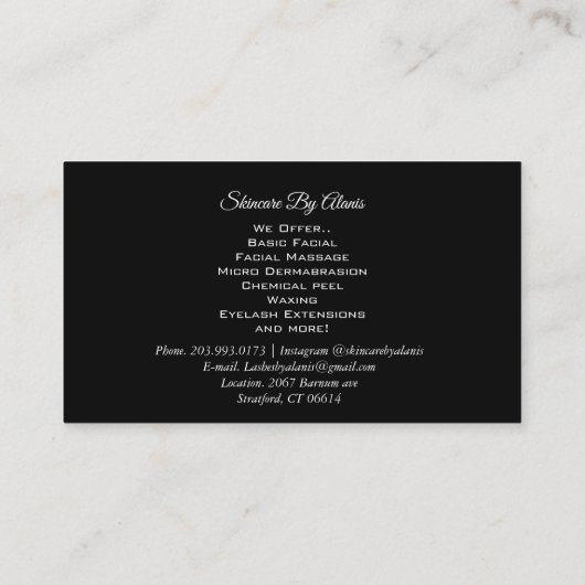 エステティシャンまたは何でものために関連していました 名刺 (裏面)