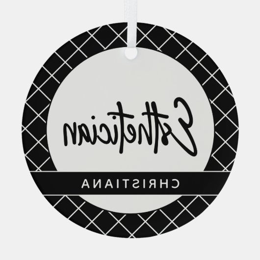 エステティシャンエレガントボティシパーソナライズされたア ガラスオーナメント (裏面)