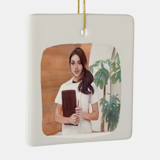 エステティシャンギフト絵を描-  セラミックオーナメント (右)