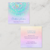 エステティシャングリーンパープルピンクデザイン スクエア名刺 (正面/裏面)