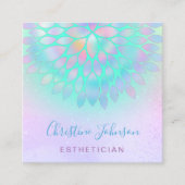 エステティシャングリーンパープルピンクデザイン スクエア名刺 (正面)