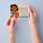 エステティシャンサロンアップポップ・アートのイベントブルー チラシ (手)