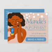 エステティシャンサロンアップポップ・アートのイベントブルー ポストカード (正面/裏面)