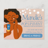 エステティシャンサロンアップポップ・アートのイベントブルー ポストカード (正面)