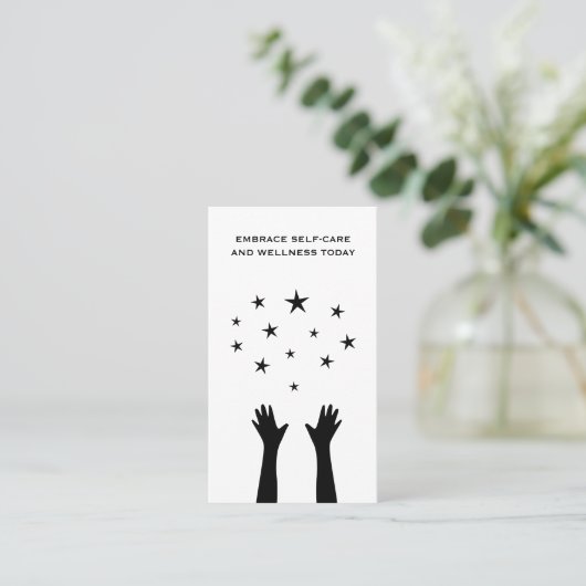 エステティシャンスキンカーズハンズスターズおもしろいソーシャルメディア 名刺 (スタンド正面)